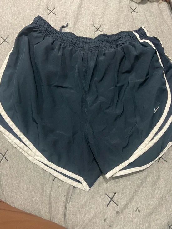Nike Women's Dark Blue Athletic Shorts with White Trim - Picture 1 of 3